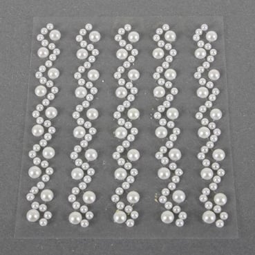 Klebe Sticker Perlen in Weiß, 3 mm und 5 mm
