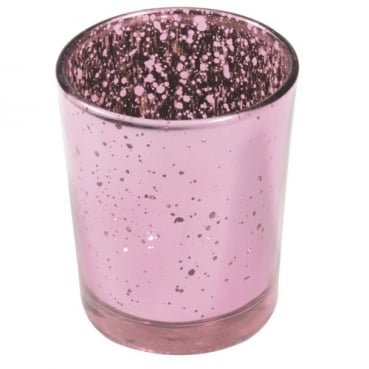 Teelichtglas in Rosa-Pink/Silber verspiegelt, 67 mm