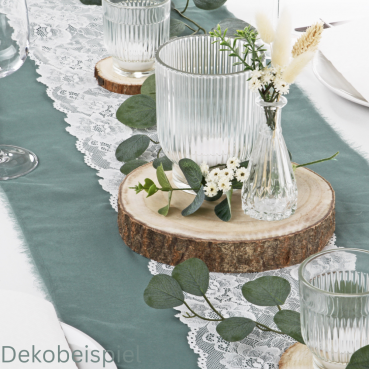 54-teiliges Tischdeko Paket Hochzeit "Eukalyptus Romantik" Dekobeispiel mit dem Tischdeko Paket Hochzeit