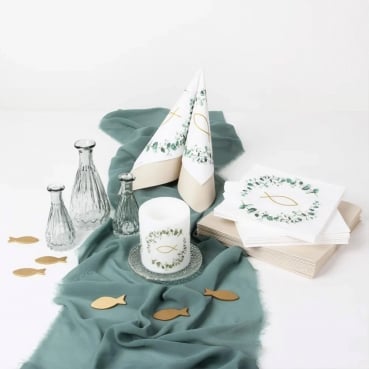 66-teiliges Tischdeko Paket "Eukalyptus" Konfirmation, Kommunion, Taufe 66-teiliges Tischdeko Paket "Eukalyptus" Konfirmation, Kommunion, Taufe