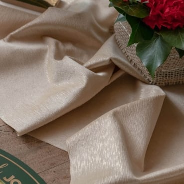 2,5 Meter Velours Tischläufer Glamour in Creme/Gold, 28 cm 2,5 Meter Velours Tischläufer Glamour in Creme/Gold, 28 cm Detailaufnahme