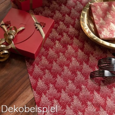 3 Meter Baumwoll Tischläufer Weihnachten, Tannenbaum in Rot, 28 cm 3 Meter Tischläufer Weihnachten Tannenbaum in Rot, 28 cm