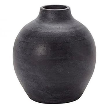 Keramik Vase, bauchig in Dunkelgrau, 14 cm