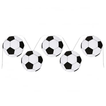 6 Meter Partykette mit Fußball-Wimpeln in Weiß/Schwarz