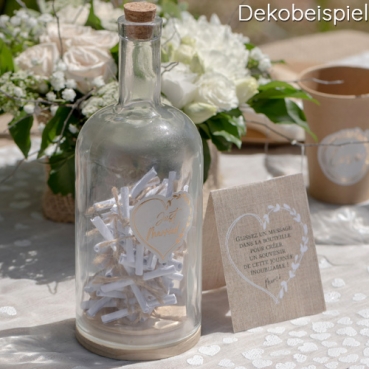Wünsche Flasche, Hochzeit mit Zetteln zum Beschriften, 23,5 cm Wünsche Flasche, Hochzeit mit Zetteln zum Beschriften, 23,5 cm