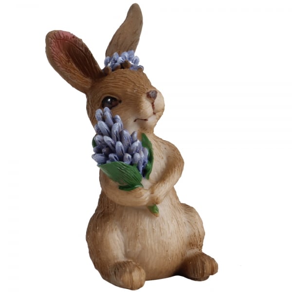 Kleiner Osterhase mit Blumenstrauss, 79 mm.