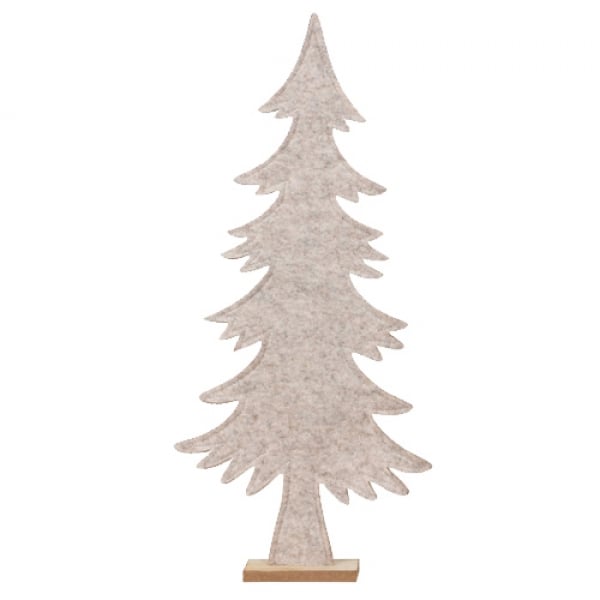 Großer Filz Tannenbaum auf Sockel, in Beige meliert, 60 cm.