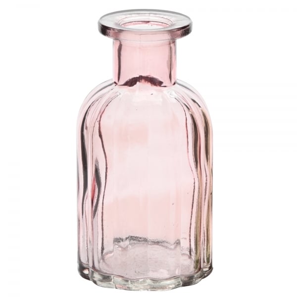 Kleines Glas Flaschen Väschen, Norinne in Rosa, 10,5 cm.