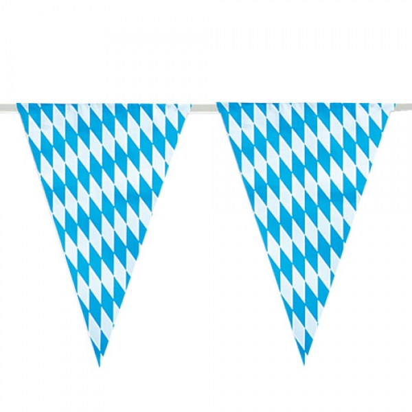 10 Meter Wimpelkette Oktoberfest, Bayern Raute in Blau/Weiß.