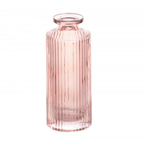 Glas Väschen schmal, gestreift in Rosé, 13,2 cm.