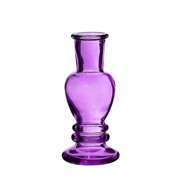 Glas Kerzenständer, Väschen in Lila, 12 cm.