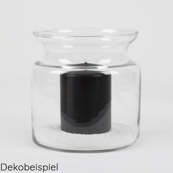 Glas Windlicht, Vase Bose, klar, 15 cm, Dekobeispiel mit Kerze.