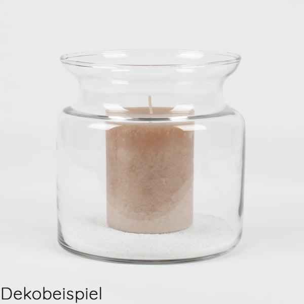 Glas Windlicht, Vase Bose, klar, 15 cm, Dekobeispiel mit Kerze.