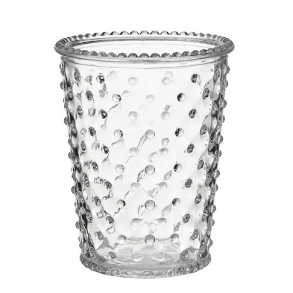 Glas Vase Windlicht mit Punkten, 12,5 cm.