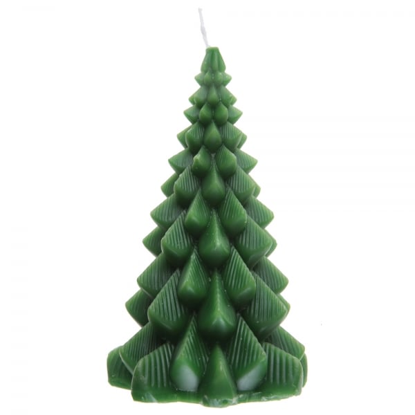 Kerze Tannenbaum, Weihnachten in Grün, 16 x 9 cm.