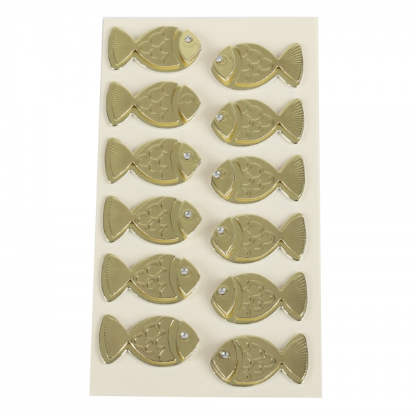 Klebe Sticker 3D Fisch in Gold.