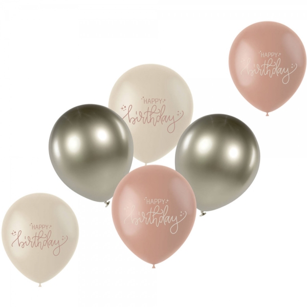 Design Luftballon Set Blush Rosé, Geburtstag -Happy Birthday-.