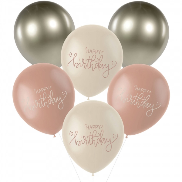 Design Luftballon Set Blush Rosé, Geburtstag -Happy Birthday-.