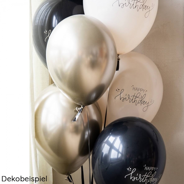 Design Luftballon Set Elegant Noir, Geburtstag -Happy Birthday-.