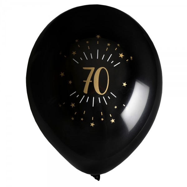 8 Luftballons Geburtstag -70- in Schwarz/Gold.