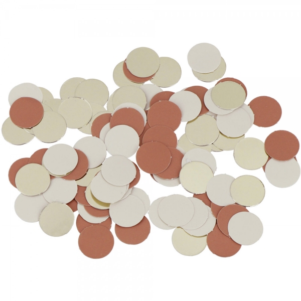 100 Papier Konfetti Punkte in Blush/Beige/Champagner, 15 mm.