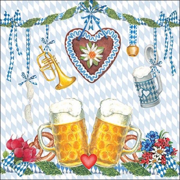 20er Pack Servietten Bierfest, Wiesn-Fest, 33 x 33 cm.