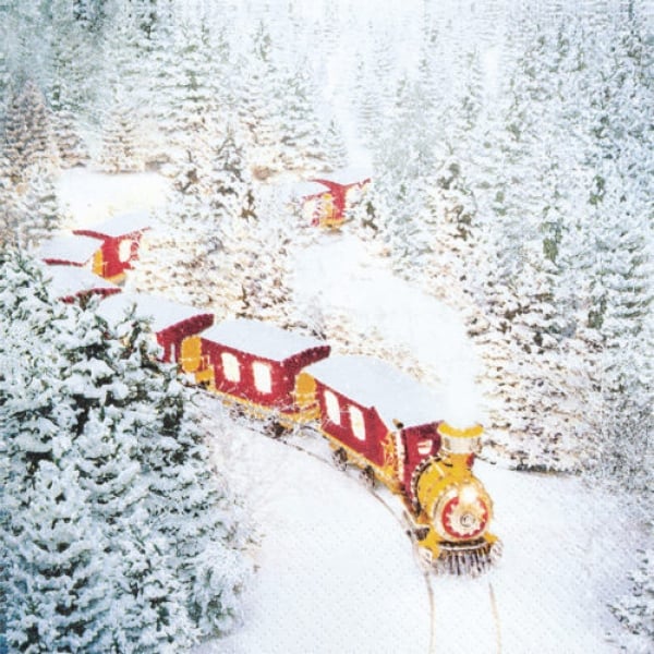 20er Pack Servietten Winterliche Eisenbahnromantik, 33 x 33 cm.