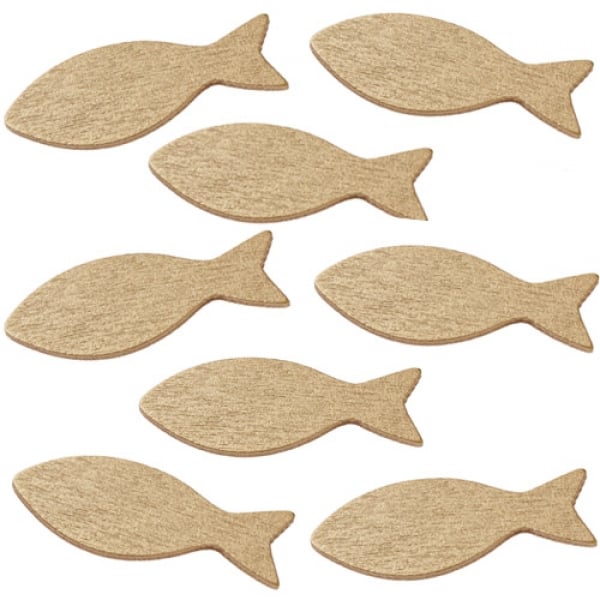 15 Holz Streuteile Fische in Gold.