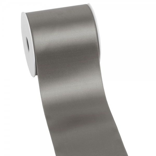 25 Meter Satin Tischband in Silber-Grau, 10 cm.